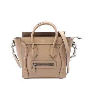 Celine Nano Luggage Handbag in Taupe Grained Leather Authentic